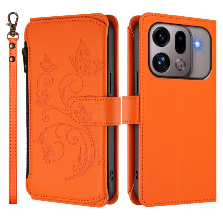 For OPPO Find X9s Pro 5G Butterfly Love Flower Multi-card Zipper Wallet Leather Phone Case