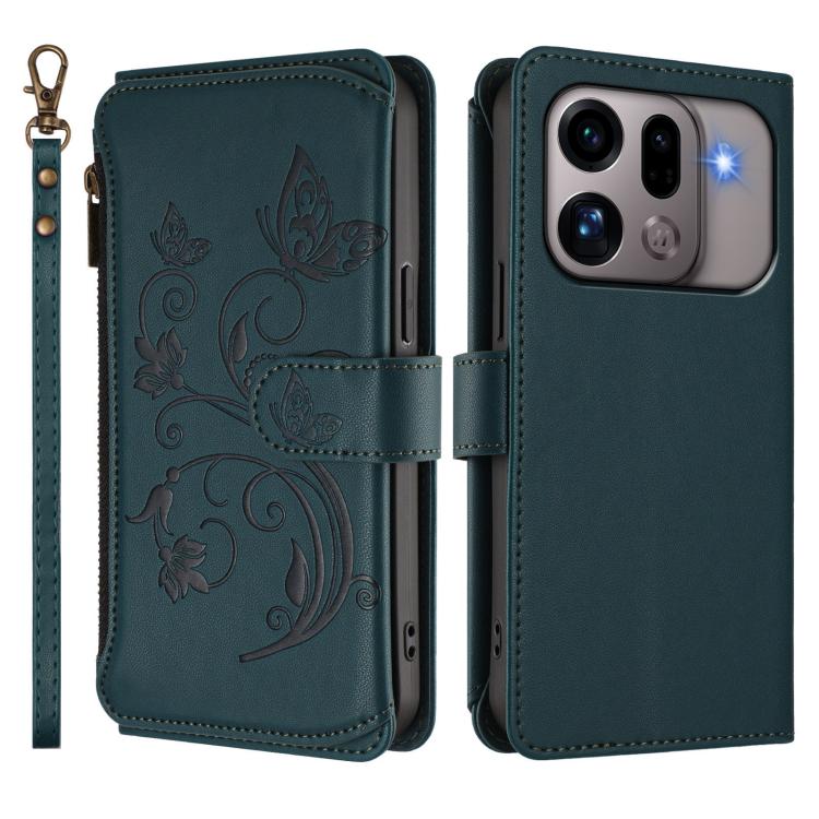 For OPPO Find X9s Pro 5G Butterfly Love Flower Multi-card Zipper Wallet Leather Phone Case
