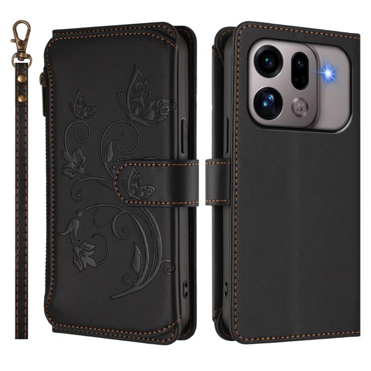 For OPPO Find X9s Pro 5G Butterfly Love Flower Multi-card Zipper Wallet Leather Phone Case