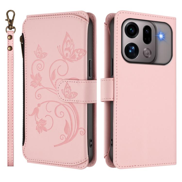 For OPPO Find X9s Pro 5G Butterfly Love Flower Multi-card Zipper Wallet Leather Phone Case