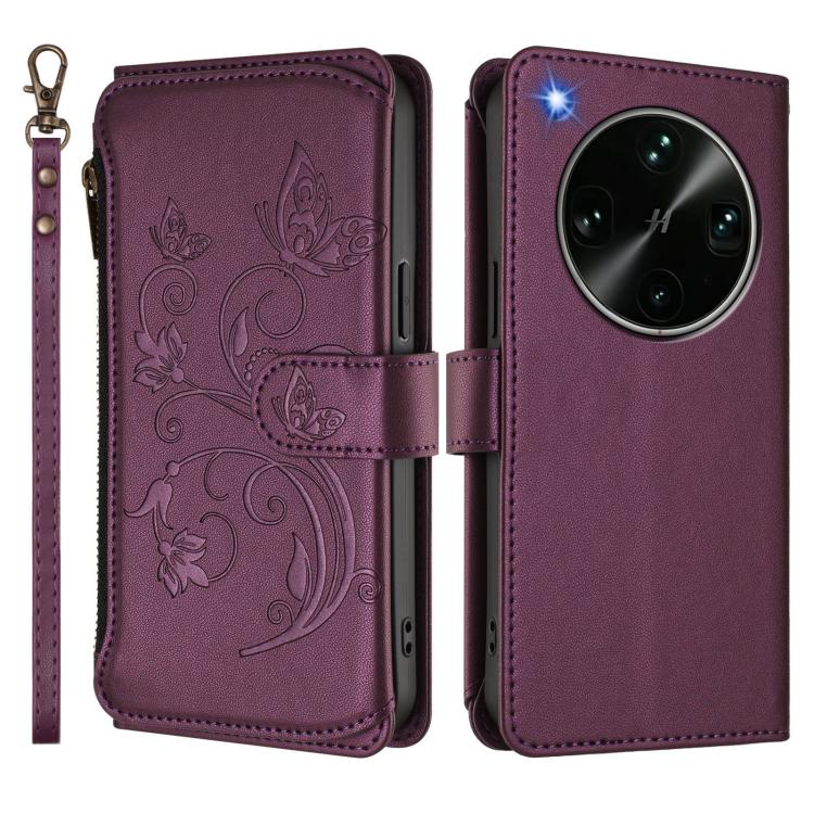 For OPPO Find X9 Ultra Butterfly Love Flower Multi-card Zipper Wallet Leather Phone Case