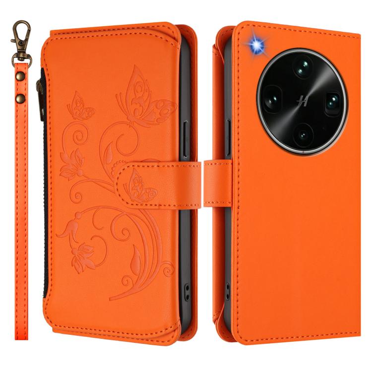 For OPPO Find X9 Ultra Butterfly Love Flower Multi-card Zipper Wallet Leather Phone Case