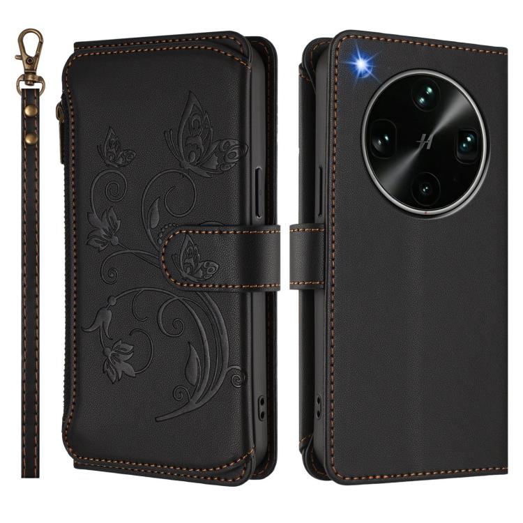 For OPPO Find X9 Ultra Butterfly Love Flower Multi-card Zipper Wallet Leather Phone Case