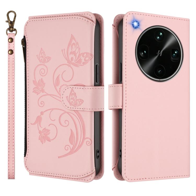 For OPPO Find X9 Ultra Butterfly Love Flower Multi-card Zipper Wallet Leather Phone Case