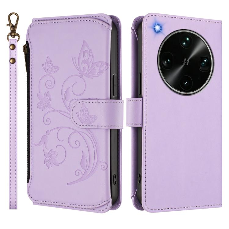 For OPPO Find X9 Ultra Butterfly Love Flower Multi-card Zipper Wallet Leather Phone Case