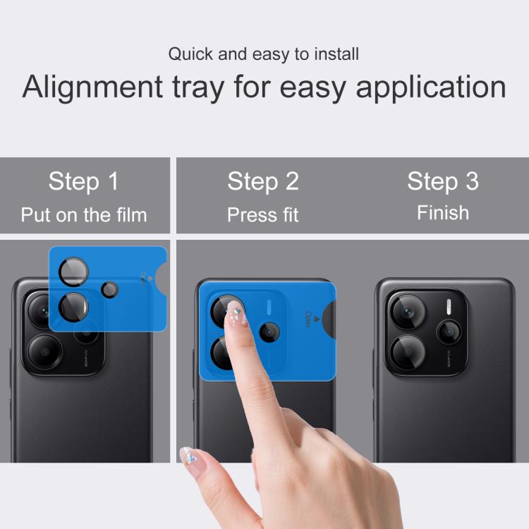 For Redmi Note 14 5G Global imak Glass Rear Camera Lens Film Phone Case Exclusive, Self-positioning Version