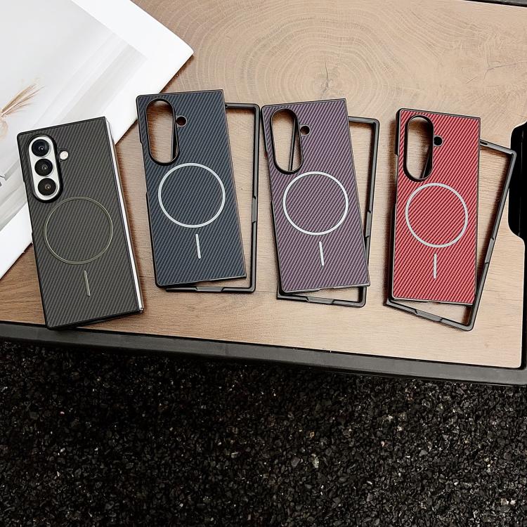For Samsung Galaxy Z Fold7 Carbon Fiber Texture MagSafe Phone Case