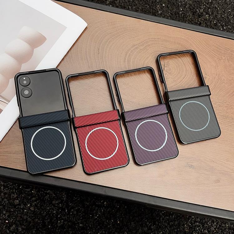 For Xiaomi Mix Flip 2 Three Parts Carbon Fiber Texture MagSafe Phone Case