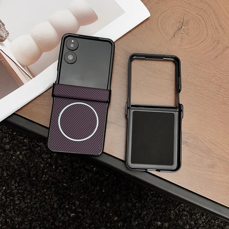 For Xiaomi Mix Flip 2 Three Parts Carbon Fiber Texture MagSafe Phone Case