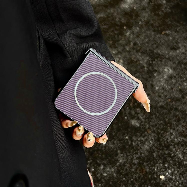 For Xiaomi Mix Flip 2 Three Parts Carbon Fiber Texture MagSafe Phone Case