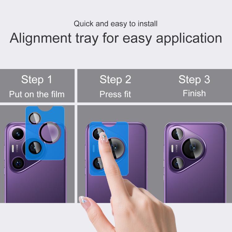 For Huawei Pura 70 Pro / Pura 70 Pro+ imak Glass Rear Camera Lens Film Phone Case Exclusive, Self-positioning Version