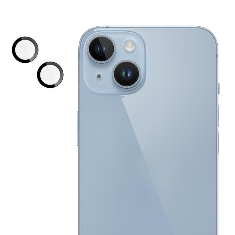 For iPhone 14 / 14 Plus imak Glass Rear Camera Lens Film Phone Case Exclusive, Self-positioning Version