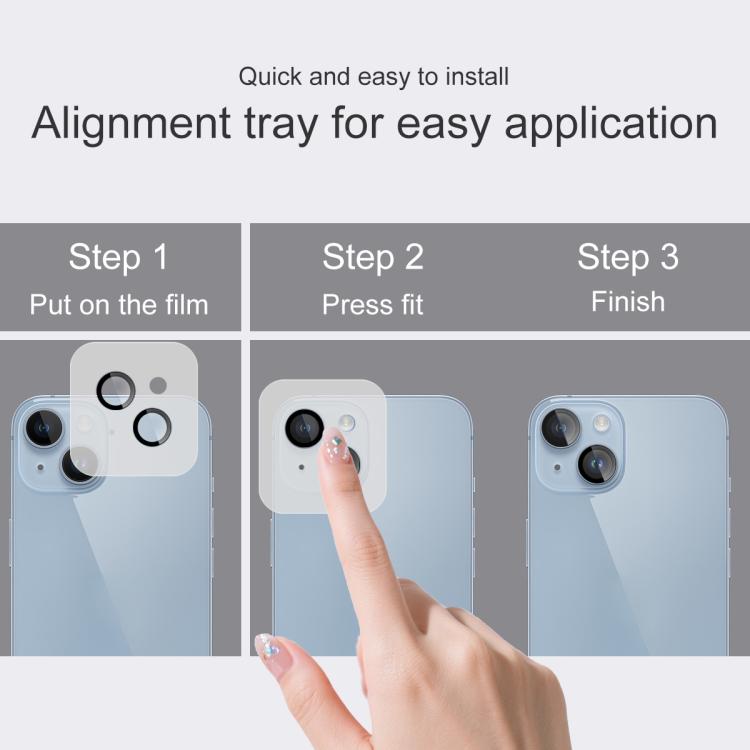 For iPhone 14 / 14 Plus imak Glass Rear Camera Lens Film Phone Case Exclusive, Self-positioning Version