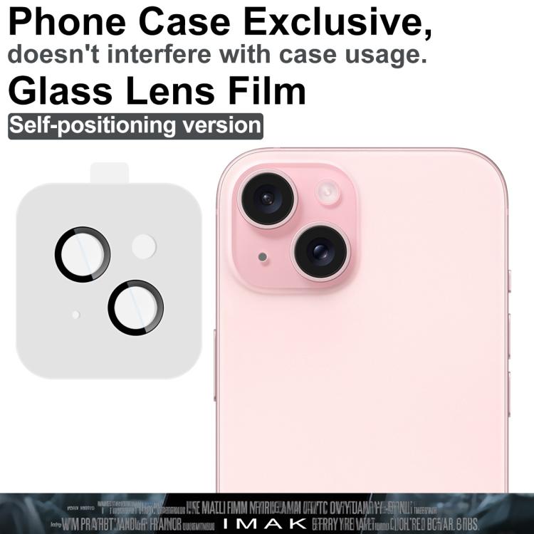 For iPhone 15 / 15 Plus imak Glass Rear Camera Lens Film Phone Case Exclusive, Self-positioning Version