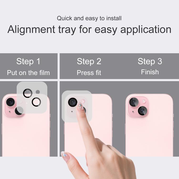 For iPhone 15 / 15 Plus imak Glass Rear Camera Lens Film Phone Case Exclusive, Self-positioning Version