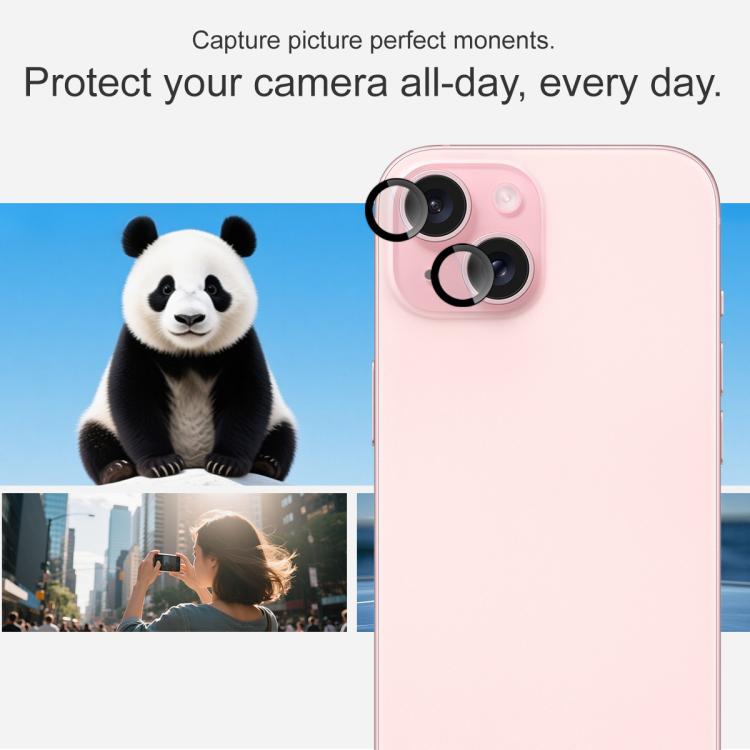 For iPhone 15 / 15 Plus imak Glass Rear Camera Lens Film Phone Case Exclusive, Self-positioning Version