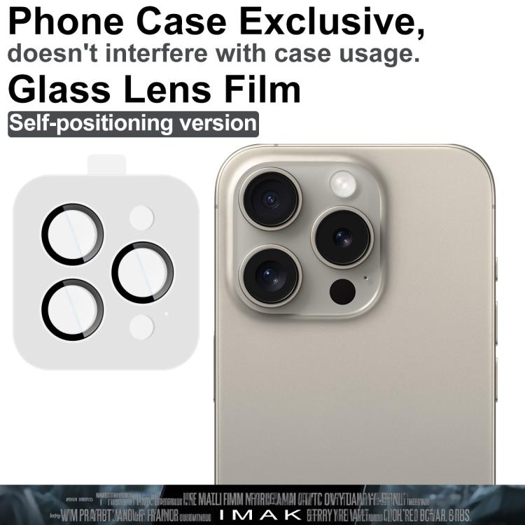 For iPhone 15 Pro / 15 Pro Max imak Glass Rear Camera Lens Film Phone Case Exclusive, Self-positioning Version