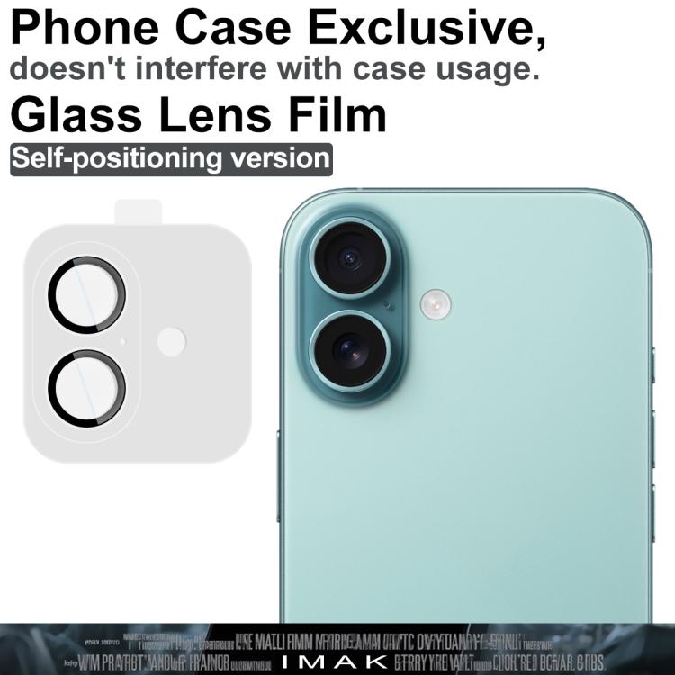 For iPhone 16 / 16 Plus imak Glass Rear Camera Lens Film Phone Case Exclusive, Self-positioning Version