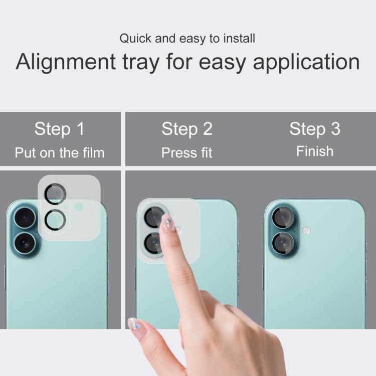 For iPhone 16 / 16 Plus imak Glass Rear Camera Lens Film Phone Case Exclusive, Self-positioning Version