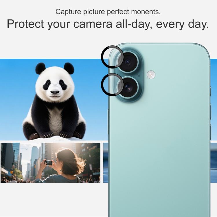 For iPhone 16 / 16 Plus imak Glass Rear Camera Lens Film Phone Case Exclusive, Self-positioning Version