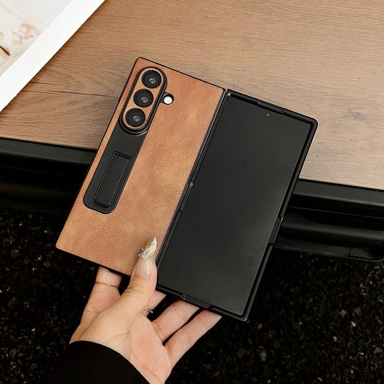 For Samsung Galaxy Z Fold7 Crazy Horse Texture Magnetic Phone Case with Holder