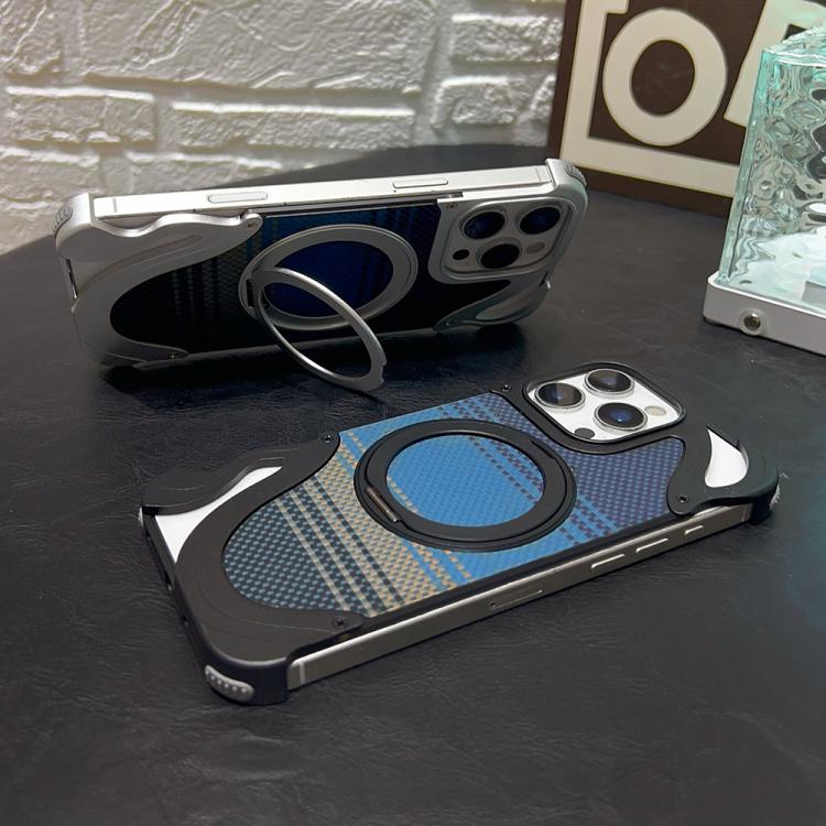 For iPhone 14 Pro Metal Frameless 360 Degree Rotation Holder MagSafe Phone Case