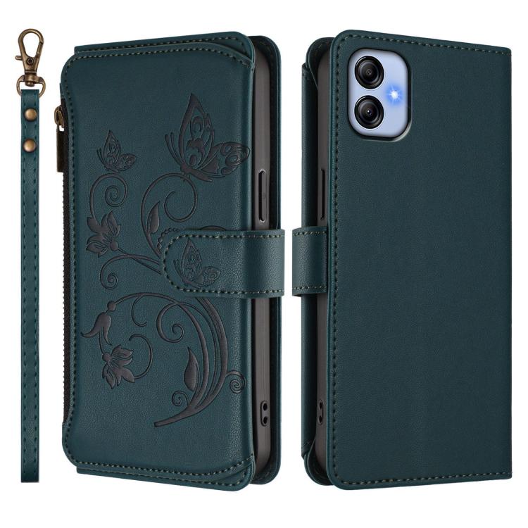 For Samsung Galaxy A04e 4G / M04 4G Butterfly Love Flower Multi-card Zipper Wallet Leather Phone Case