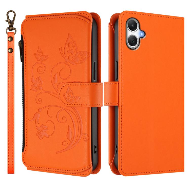 For Samsung Galaxy A05 4G / M05 4G Butterfly Love Flower Multi-card Zipper Wallet Leather Phone Case