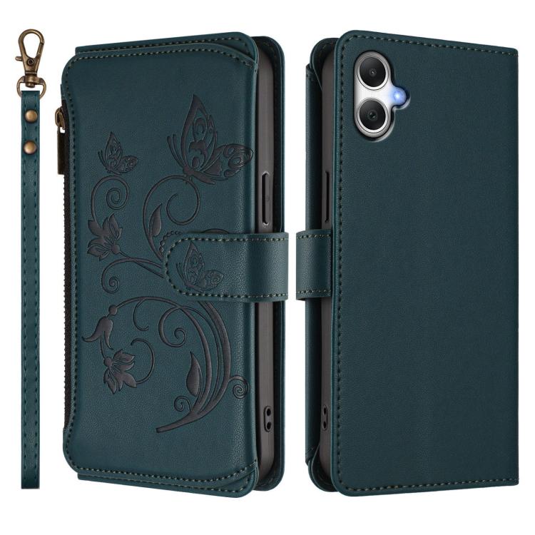 For Samsung Galaxy A05 4G / M05 4G Butterfly Love Flower Multi-card Zipper Wallet Leather Phone Case
