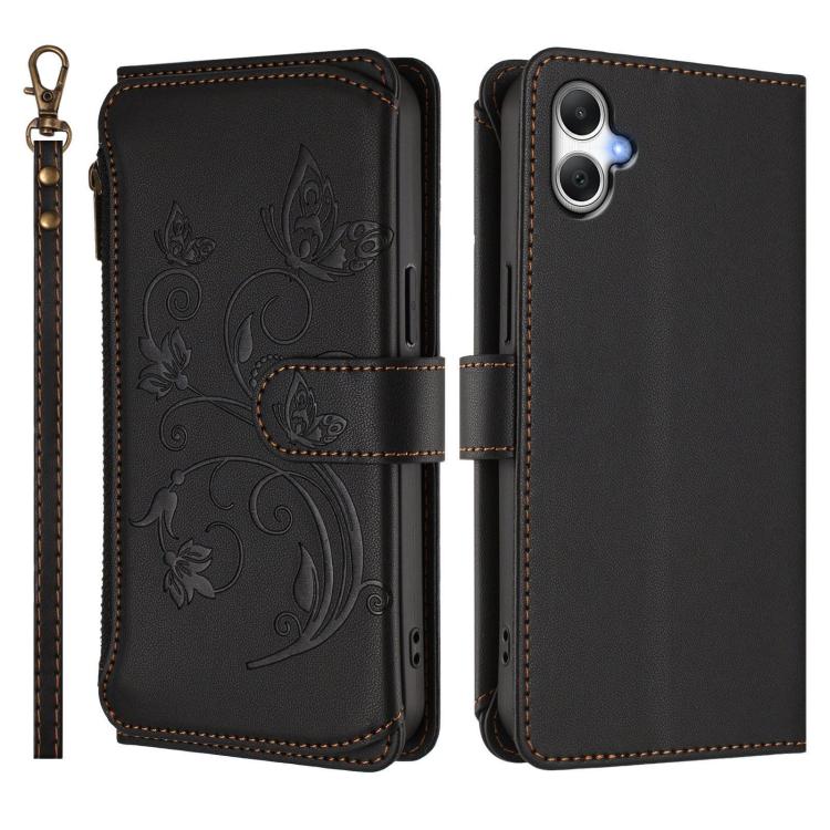 For Samsung Galaxy A05 4G / M05 4G Butterfly Love Flower Multi-card Zipper Wallet Leather Phone Case