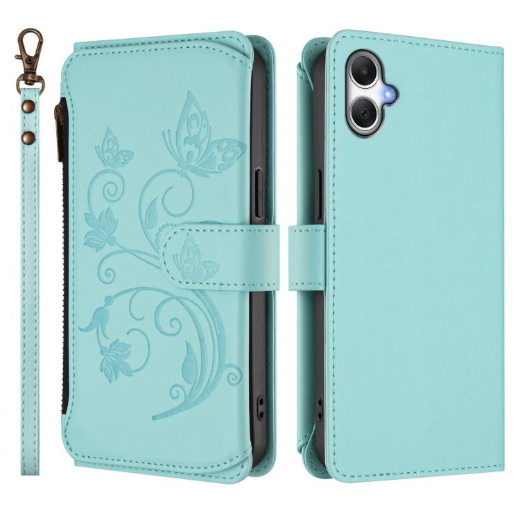 For Samsung Galaxy A05 4G / M05 4G Butterfly Love Flower Multi-card Zipper Wallet Leather Phone Case