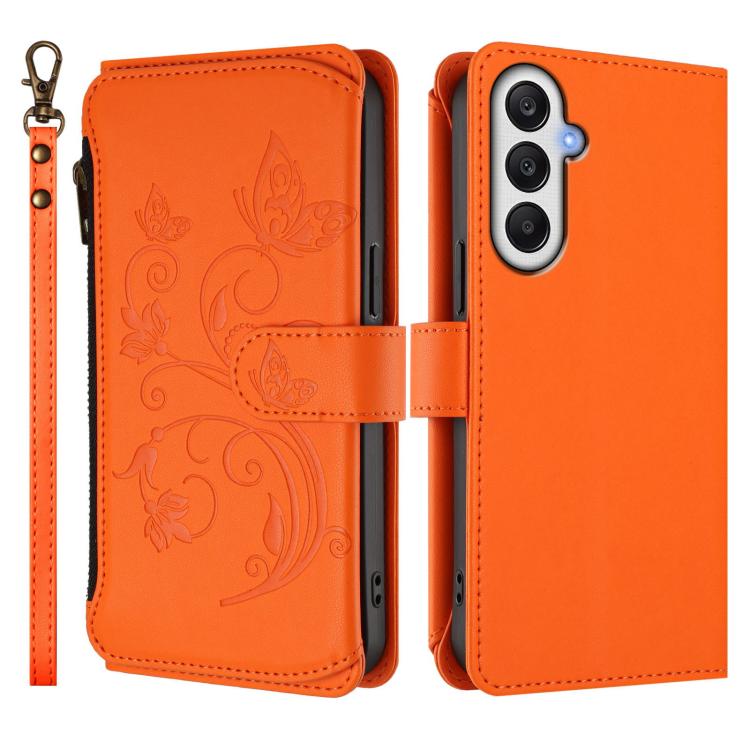For Samsung Galaxy A05s 4G / F14 4G Butterfly Love Flower Multi-card Zipper Wallet Leather Phone Case