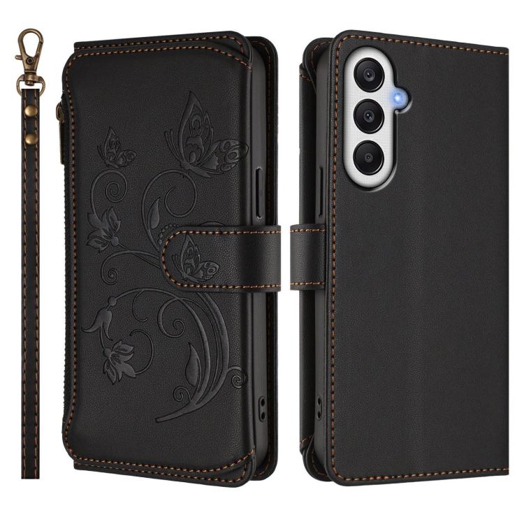 For Samsung Galaxy A05s 4G / F14 4G Butterfly Love Flower Multi-card Zipper Wallet Leather Phone Case