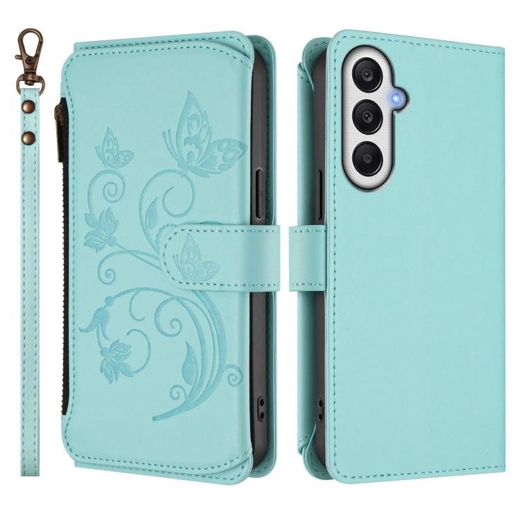 For Samsung Galaxy A05s 4G / F14 4G Butterfly Love Flower Multi-card Zipper Wallet Leather Phone Case