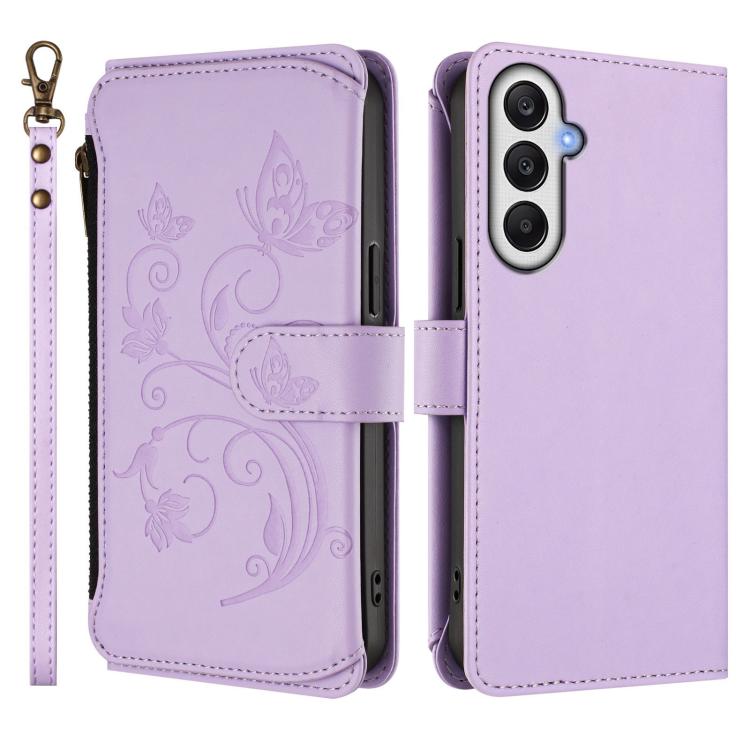 For Samsung Galaxy A05s 4G / F14 4G Butterfly Love Flower Multi-card Zipper Wallet Leather Phone Case