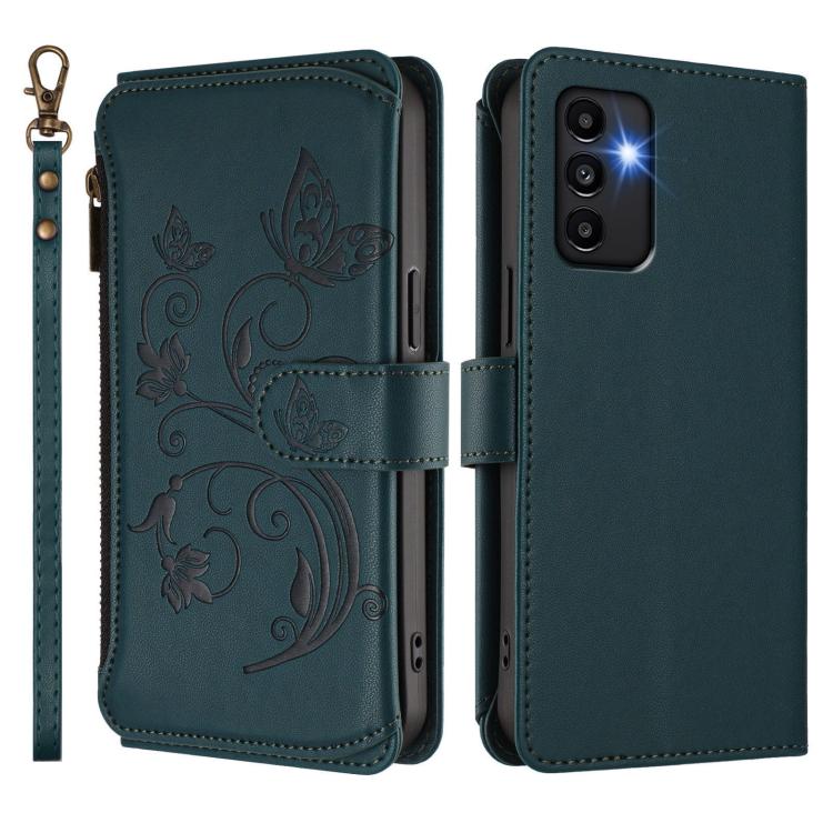 For Samsung Galaxy A13 4G / 5G / A04 4G Butterfly Love Flower Multi-card Zipper Wallet Leather Phone Case