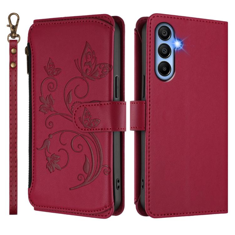 For Samsung Galaxy A15 4G / 5G Butterfly Love Flower Multi-card Zipper Wallet Leather Phone Case