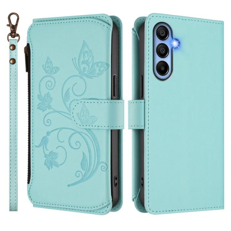 For Samsung Galaxy A15 4G / 5G Butterfly Love Flower Multi-card Zipper Wallet Leather Phone Case