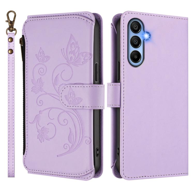 For Samsung Galaxy A15 4G / 5G Butterfly Love Flower Multi-card Zipper Wallet Leather Phone Case