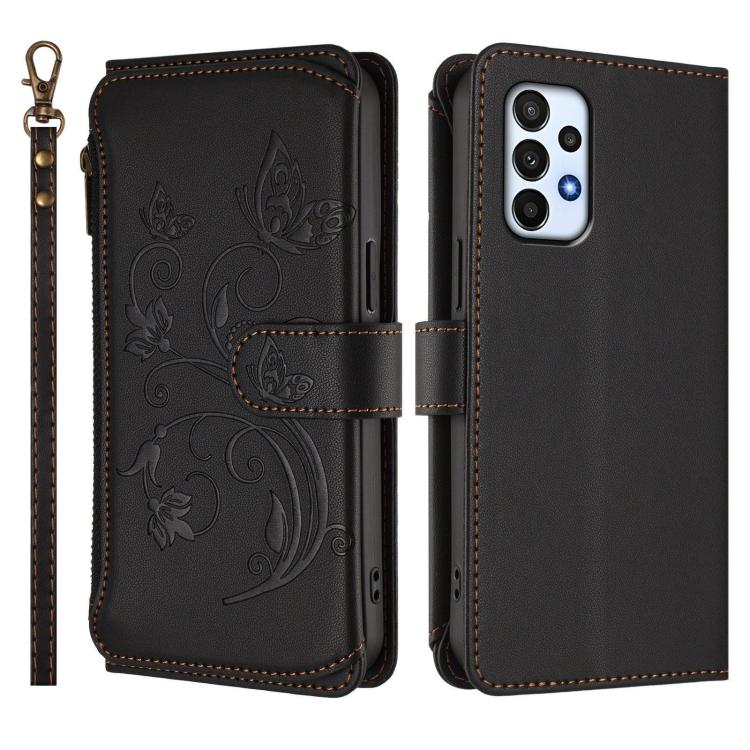 For Samsung Galaxy A23 4G / 5G / M23 5G Butterfly Love Flower Multi-card Zipper Wallet Leather Phone Case
