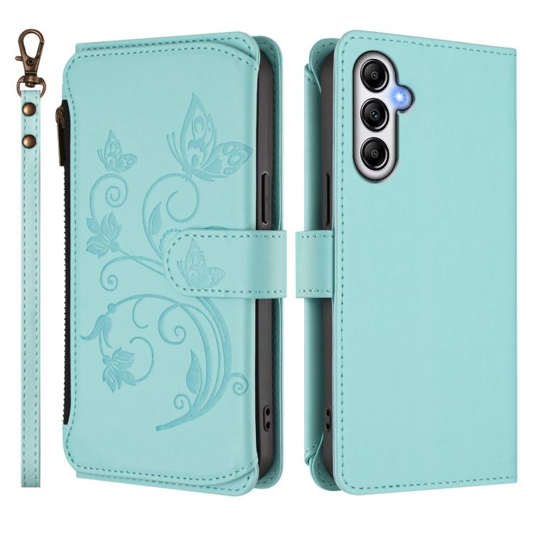 For Samsung Galaxy A24 4G Butterfly Love Flower Multi-card Zipper Wallet Leather Phone Case