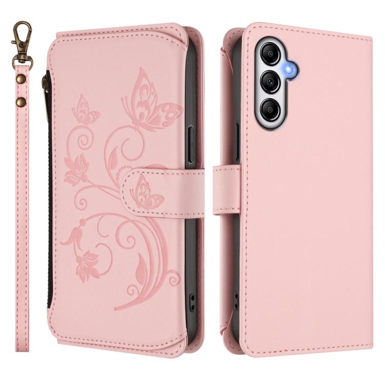 For Samsung Galaxy A24 4G Butterfly Love Flower Multi-card Zipper Wallet Leather Phone Case