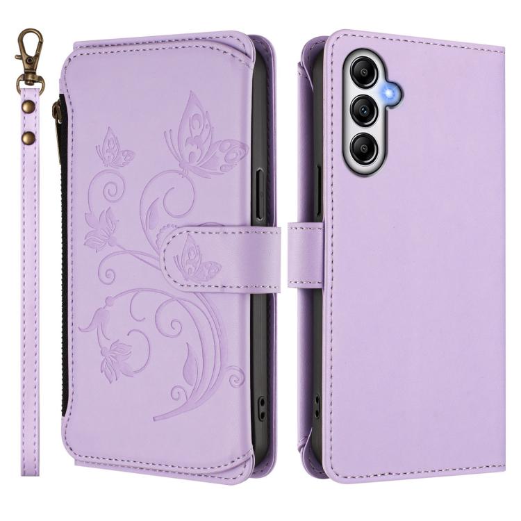 For Samsung Galaxy A24 4G Butterfly Love Flower Multi-card Zipper Wallet Leather Phone Case