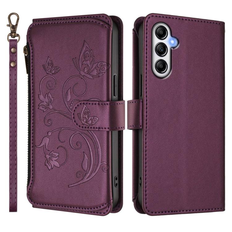 For Samsung Galaxy A55 5G Butterfly Love Flower Multi-card Zipper Wallet Leather Phone Case