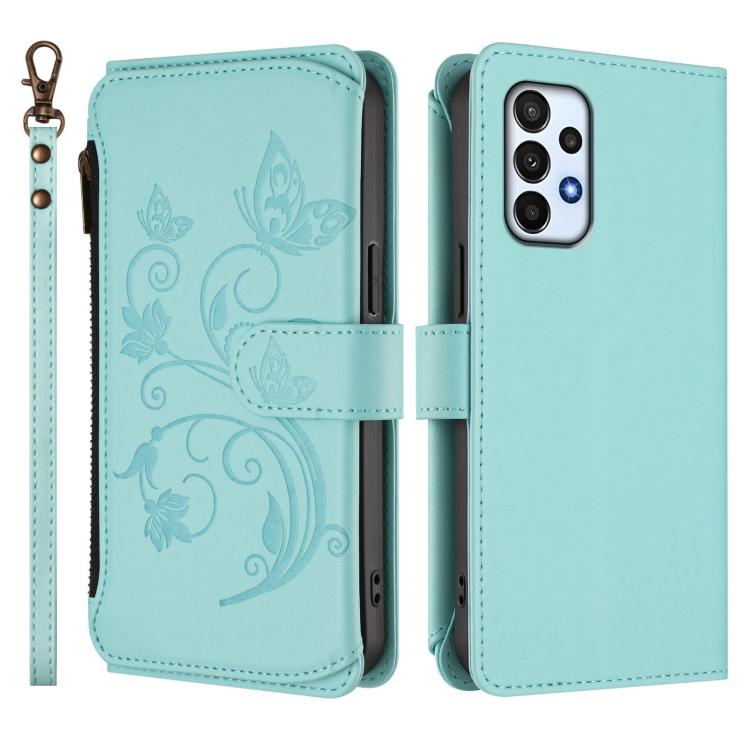 For Samsung Galaxy A73 5G Butterfly Love Flower Multi-card Zipper Wallet Leather Phone Case