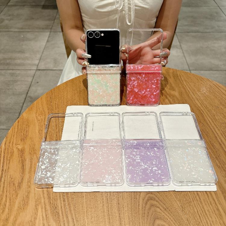 For Samsung Galaxy Z Flip7 5G Three-piece Set Pearlescent Shell Texture Phone Case