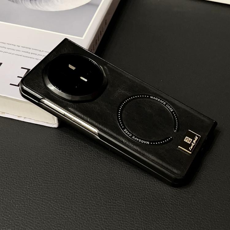 For Honor Magic V5 Crazy Horse Pattern MagSafe Magnetic Phone Case