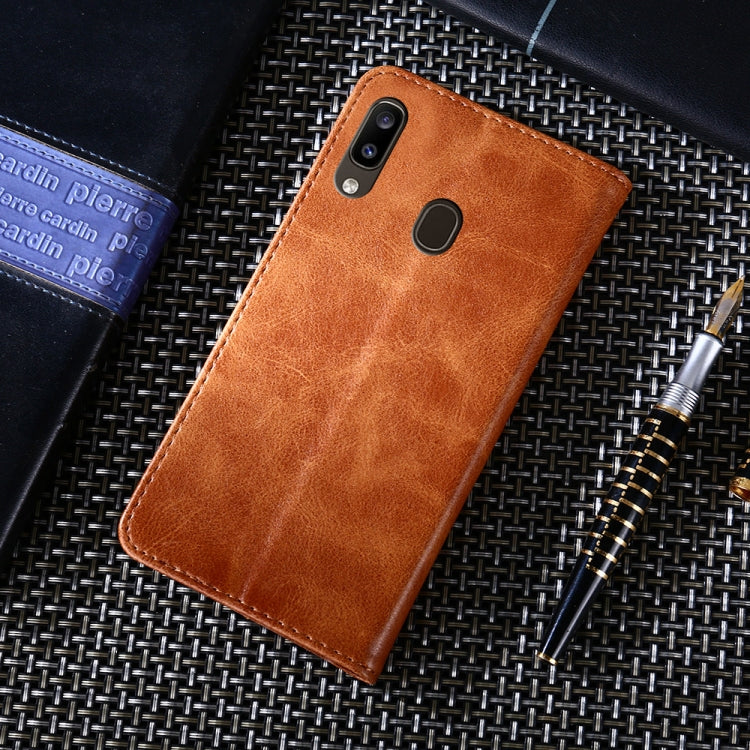 For Samsung Galaxy A20 Non-Magnetic Retro Texture Horizontal Flip Leather Case with Holder & Card Slots & Wallet