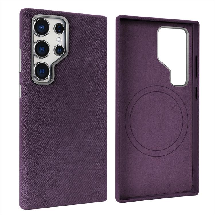 For Samsung Galaxy S25 Ultra 5G VIETAO Retro Denim Texture PU Leather MagSafe Phone Case