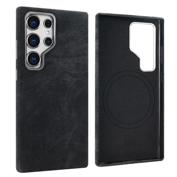 For Samsung Galaxy S25 Ultra 5G VIETAO Retro Denim Texture PU Leather MagSafe Phone Case